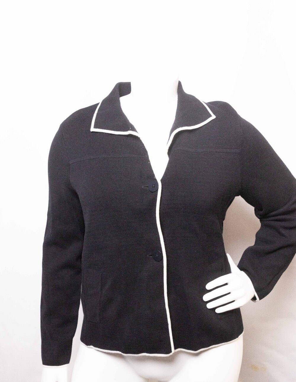 NWT Talbots Womens Knit Cardigan Jacket Black Long Sleeve Rayon Stretch Size XL
